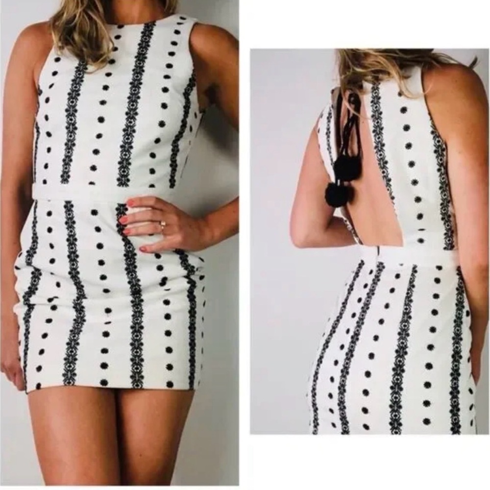 English Factory White & Black POM POM Dress SzM